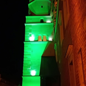 Ratusz podświetlony na zielono w ramach akcji Global Greening
